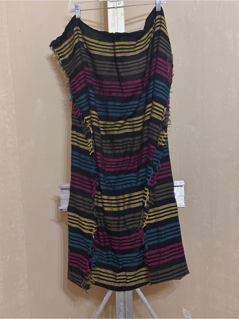 Target Multicolor Striped Scarf - Black, Teal, Magenta & Yellow